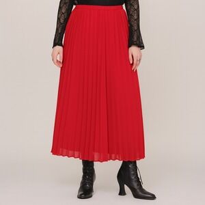 Whimsigoth Red Pleated Maxi Skirt XL Grunge Fairy Witchy Chiffon Vampy Academia